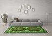 Machine Washable Persian Green Traditional Area Rugs in a Living Room,, wshtr1994grn