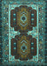 Machine Washable Persian Turquoise Traditional Area Rugs, wshtr1994turq