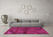 Machine Washable Patchwork Pink Transitional Rug in a Living Room, wshtr1995pnk