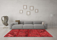 Machine Washable Patchwork Red Transitional Rug, wshtr1995red