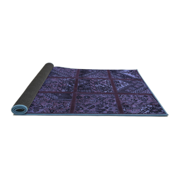 Sideview of Patchwork Blue Transitional Rug, tr1995blu