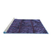 Sideview of Machine Washable Patchwork Blue Transitional Rug, wshtr1995blu