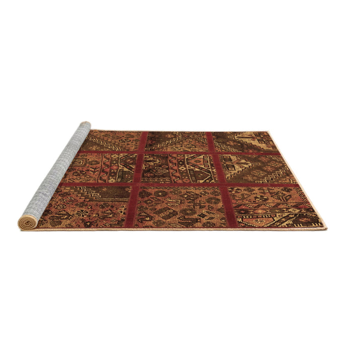 Sideview of Machine Washable Patchwork Brown Transitional Rug, wshtr1995brn