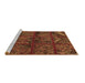 Sideview of Machine Washable Patchwork Brown Transitional Rug, wshtr1995brn