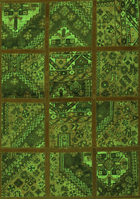 Patchwork Green Transitional Rug, tr1995grn