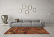 Machine Washable Patchwork Brown Transitional Rug in a Living Room,, wshtr1995brn