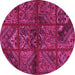 Round Patchwork Pink Transitional Rug, tr1995pnk