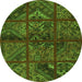 Square Patchwork Green Transitional Rug, tr1995grn