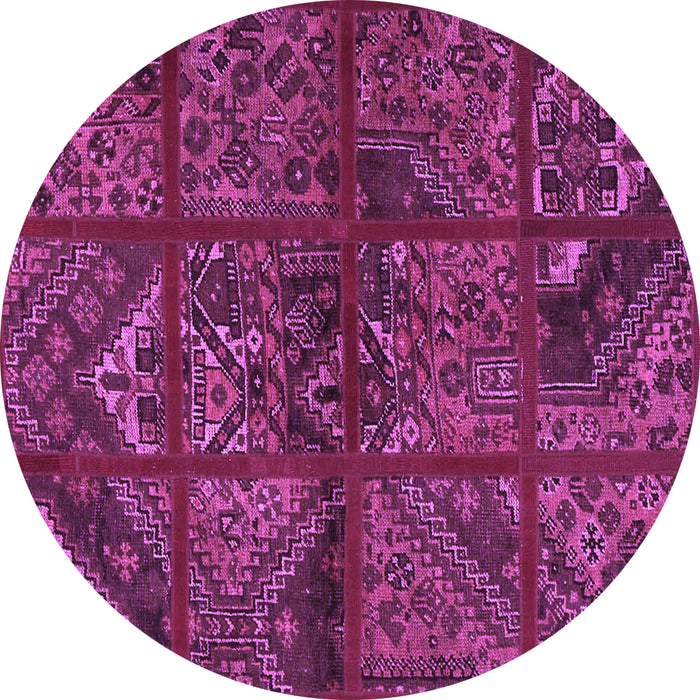 Round Patchwork Purple Transitional Rug, tr1995pur