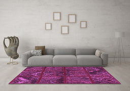 Machine Washable Patchwork Purple Transitional Area Rugs in a Living Room, wshtr1995pur