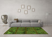 Machine Washable Patchwork Green Transitional Area Rugs in a Living Room,, wshtr1995grn