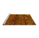 Sideview of Machine Washable Patchwork Yellow Transitional Rug, wshtr1995yw