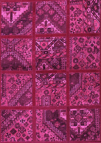 Patchwork Pink Transitional Rug, tr1995pnk