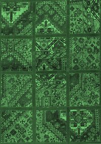 Patchwork Emerald Green Transitional Rug, tr1995emgrn