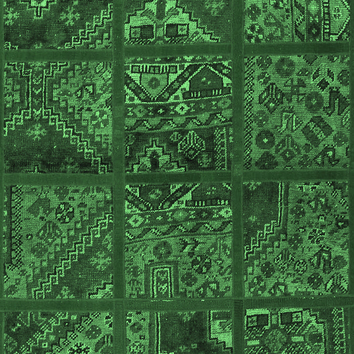 Patchwork Emerald Green Transitional Rug, tr1995emgrn