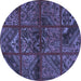 Round Patchwork Blue Transitional Rug, tr1995blu