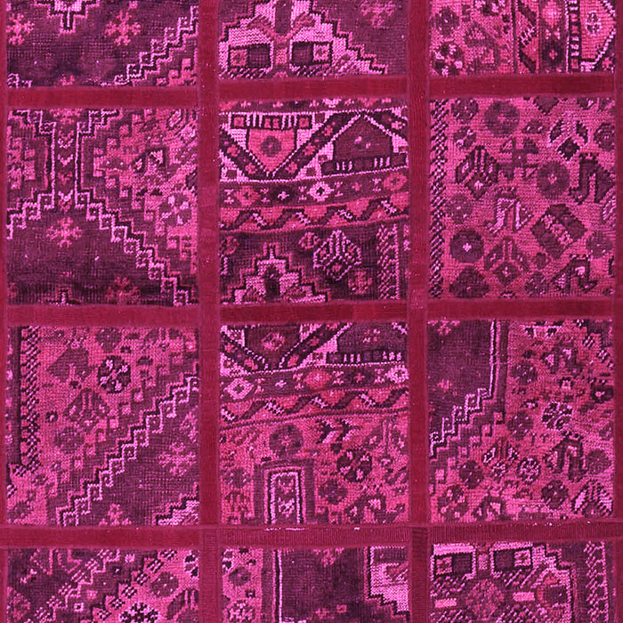 Machine Washable Patchwork Pink Transitional Rug, wshtr1995pnk