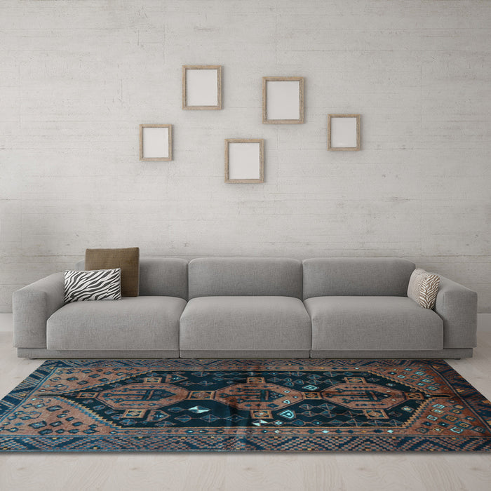 Machine Washable Persian Light Blue Traditional Rug in a Living Room, wshtr1996lblu