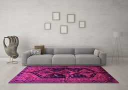Machine Washable Persian Pink Traditional Rug in a Living Room, wshtr1996pnk