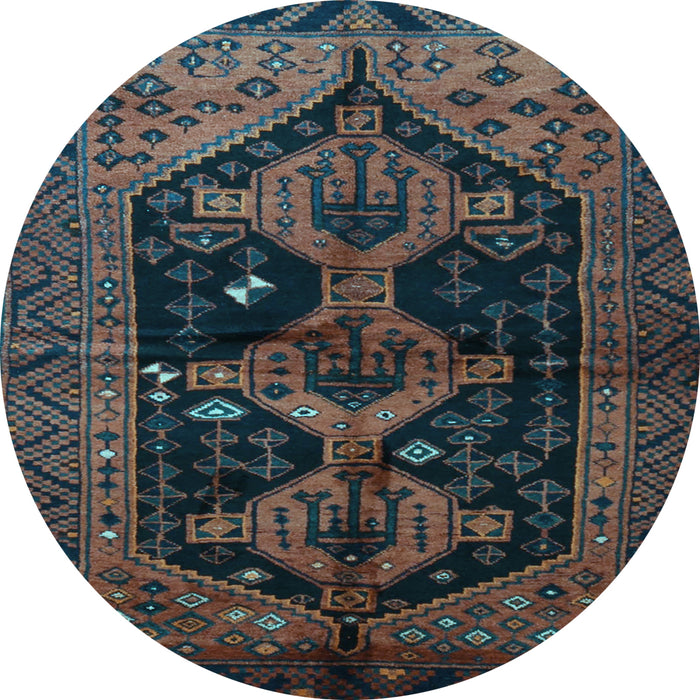 Round Machine Washable Persian Light Blue Traditional Rug, wshtr1996lblu