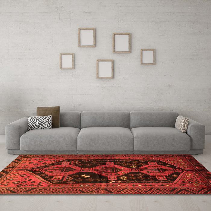 Machine Washable Persian Orange Traditional Area Rugs in a Living Room, wshtr1996org