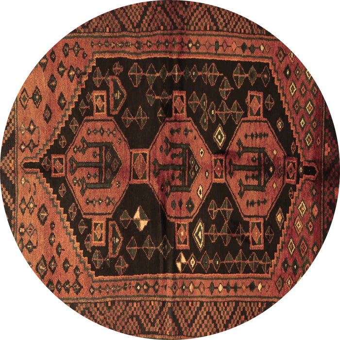 Round Persian Brown Traditional Rug, tr1996brn