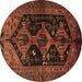 Round Persian Brown Traditional Rug, tr1996brn