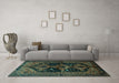 Machine Washable Persian Turquoise Traditional Area Rugs in a Living Room,, wshtr1996turq