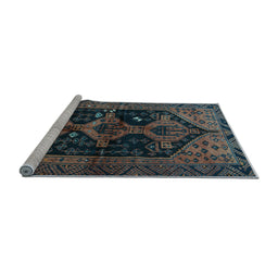 Sideview of Machine Washable Persian Light Blue Traditional Rug, wshtr1996lblu