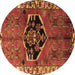 Round Persian Brown Traditional Rug, tr1997brn