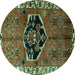 Round Persian Turquoise Traditional Rug, tr1997turq