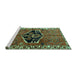 Sideview of Machine Washable Persian Turquoise Traditional Area Rugs, wshtr1997turq