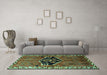 Machine Washable Persian Turquoise Traditional Area Rugs in a Living Room,, wshtr1997turq