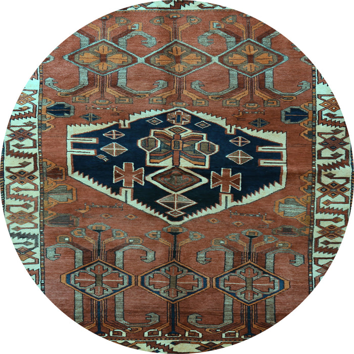 Round Machine Washable Persian Light Blue Traditional Rug, wshtr1997lblu