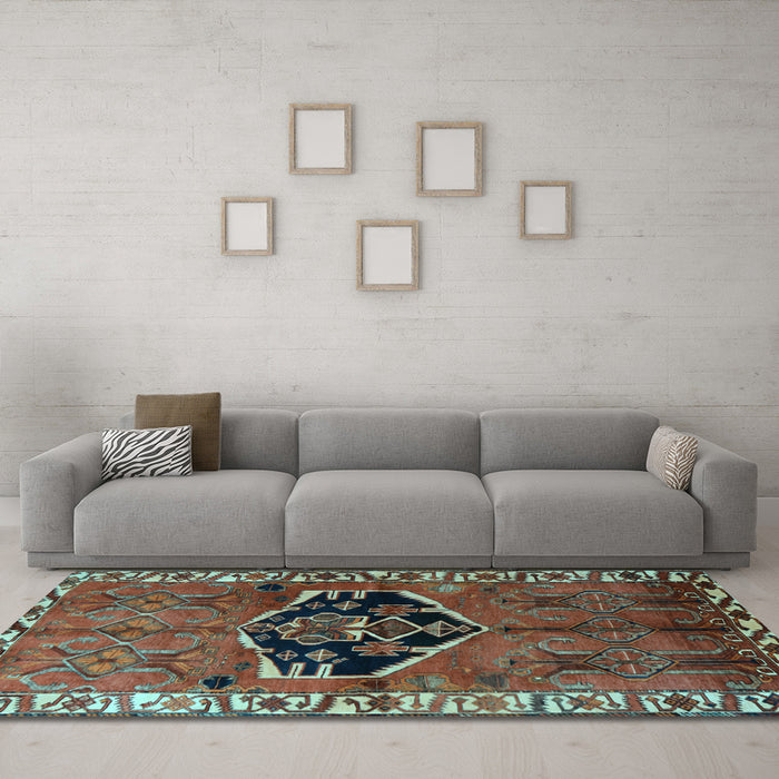 Machine Washable Persian Light Blue Traditional Rug in a Living Room, wshtr1997lblu
