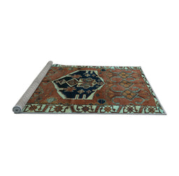 Sideview of Machine Washable Persian Light Blue Traditional Rug, wshtr1997lblu
