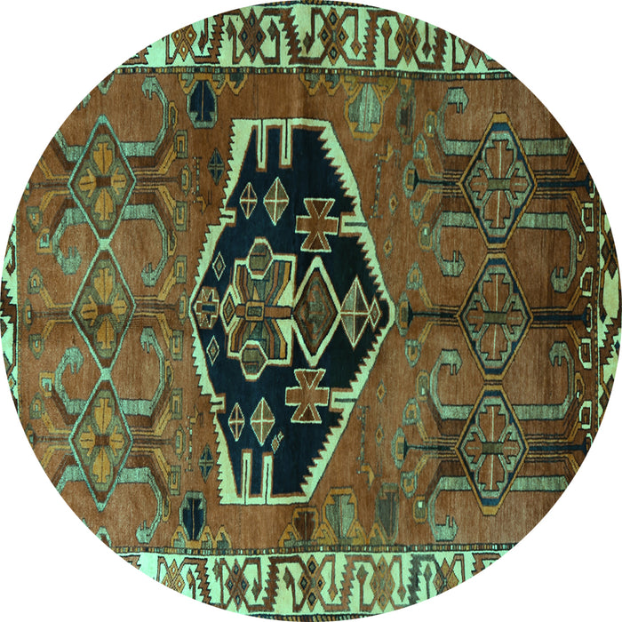 Round Machine Washable Persian Turquoise Traditional Area Rugs, wshtr1997turq