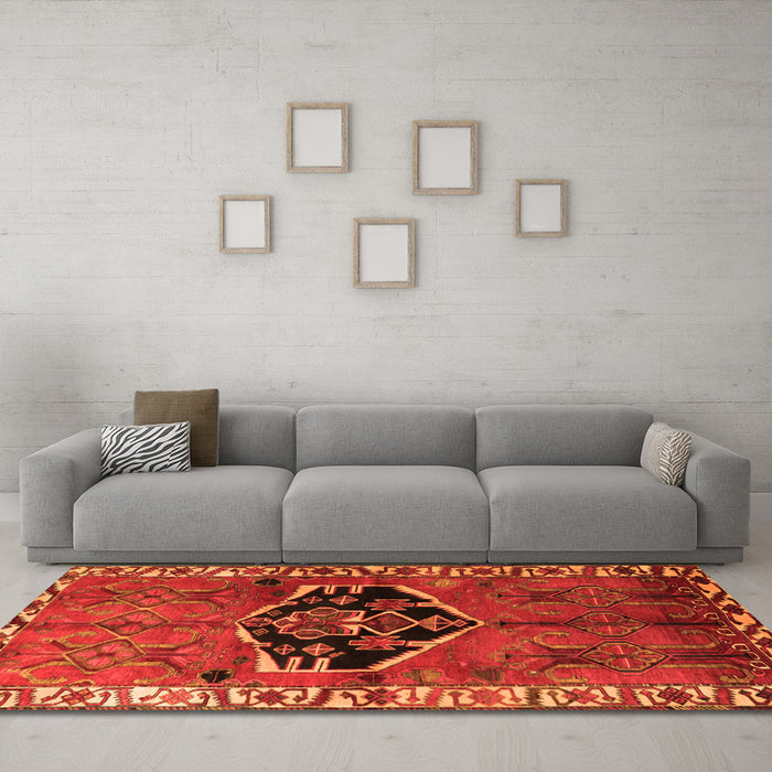 Machine Washable Persian Orange Traditional Area Rugs in a Living Room, wshtr1997org