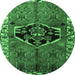 Round Persian Emerald Green Traditional Rug, tr1997emgrn