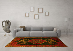 Machine Washable Persian Yellow Traditional Rug in a Living Room, wshtr1998yw