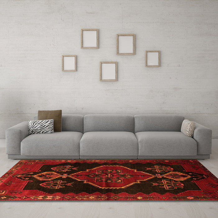 Machine Washable Persian Orange Traditional Area Rugs in a Living Room, wshtr1998org