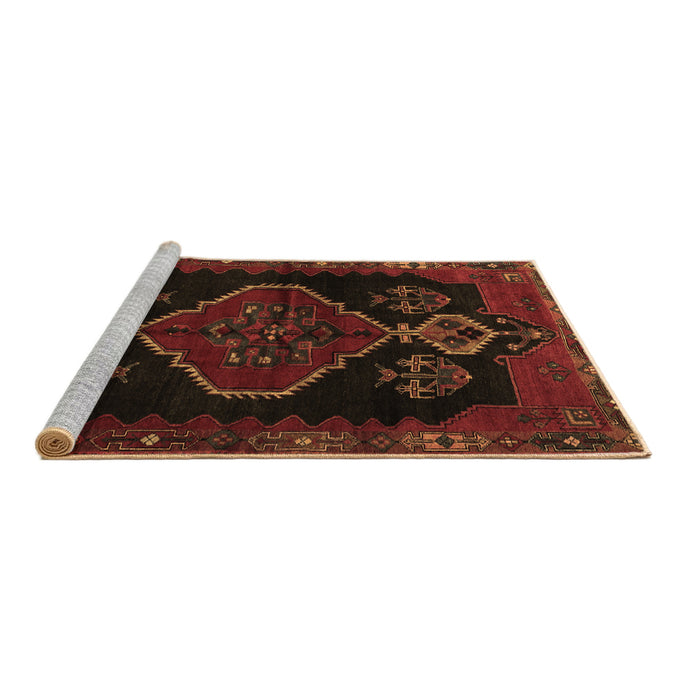 Sideview of Machine Washable Persian Brown Traditional Rug, wshtr1998brn