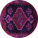 Round Machine Washable Persian Purple Traditional Area Rugs, wshtr1998pur