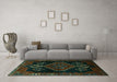 Machine Washable Persian Turquoise Traditional Area Rugs in a Living Room,, wshtr1998turq