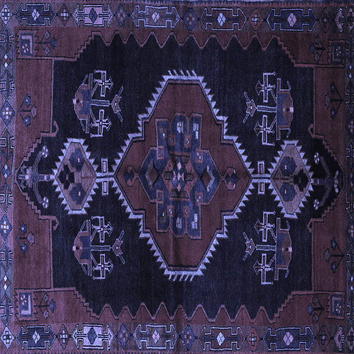 Square Machine Washable Persian Blue Traditional Rug, wshtr1998blu