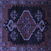 Square Machine Washable Persian Blue Traditional Rug, wshtr1998blu