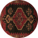 Round Persian Brown Traditional Rug, tr1998brn