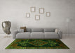 Machine Washable Persian Green Traditional Area Rugs in a Living Room,, wshtr1998grn