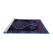 Sideview of Machine Washable Persian Blue Traditional Rug, wshtr1998blu