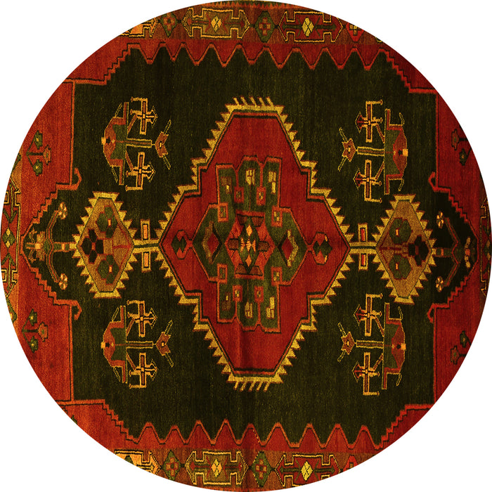 Round Persian Yellow Traditional Rug, tr1998yw